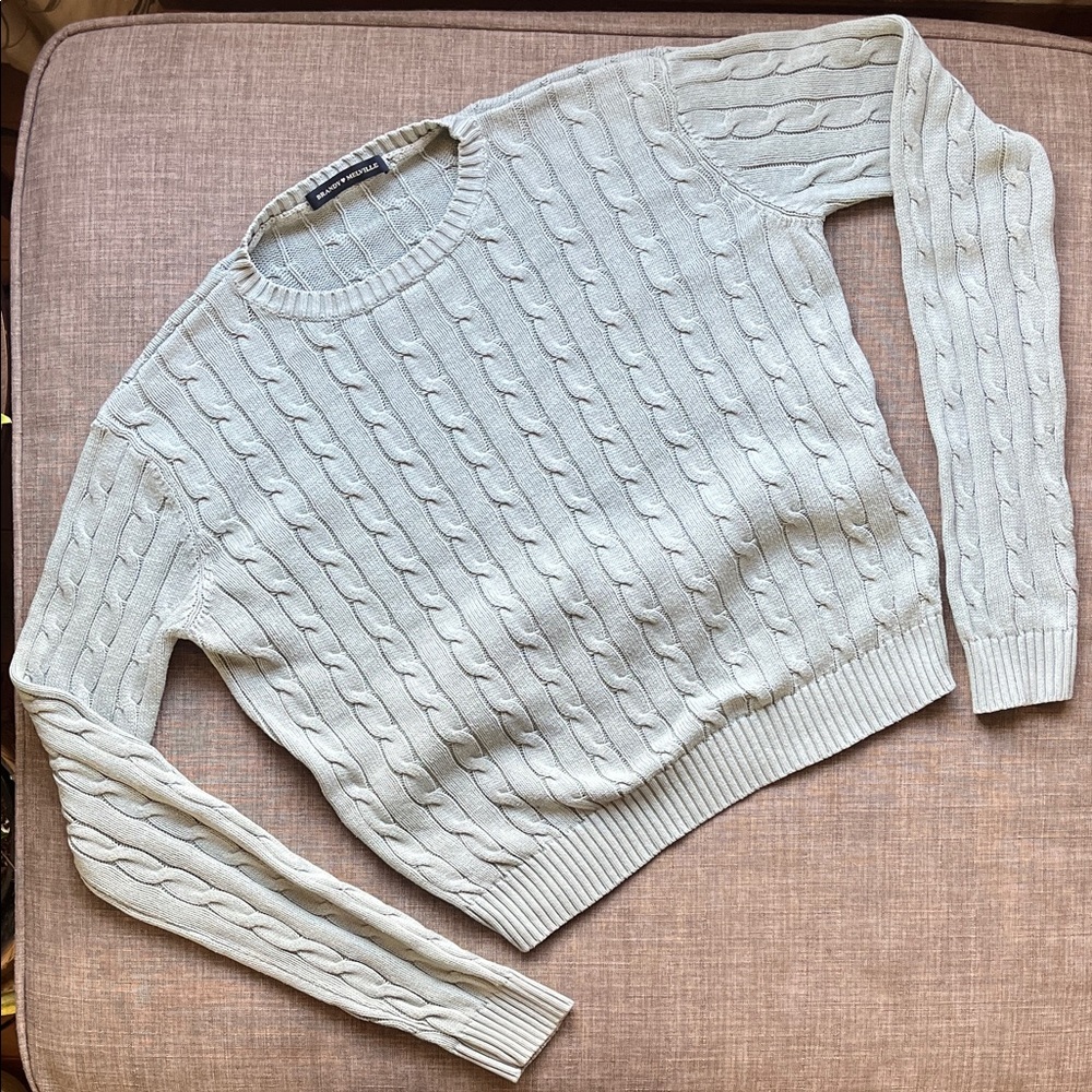 Brandy Melville Dusty Blue Cable Knit 100% Cotton Sweater